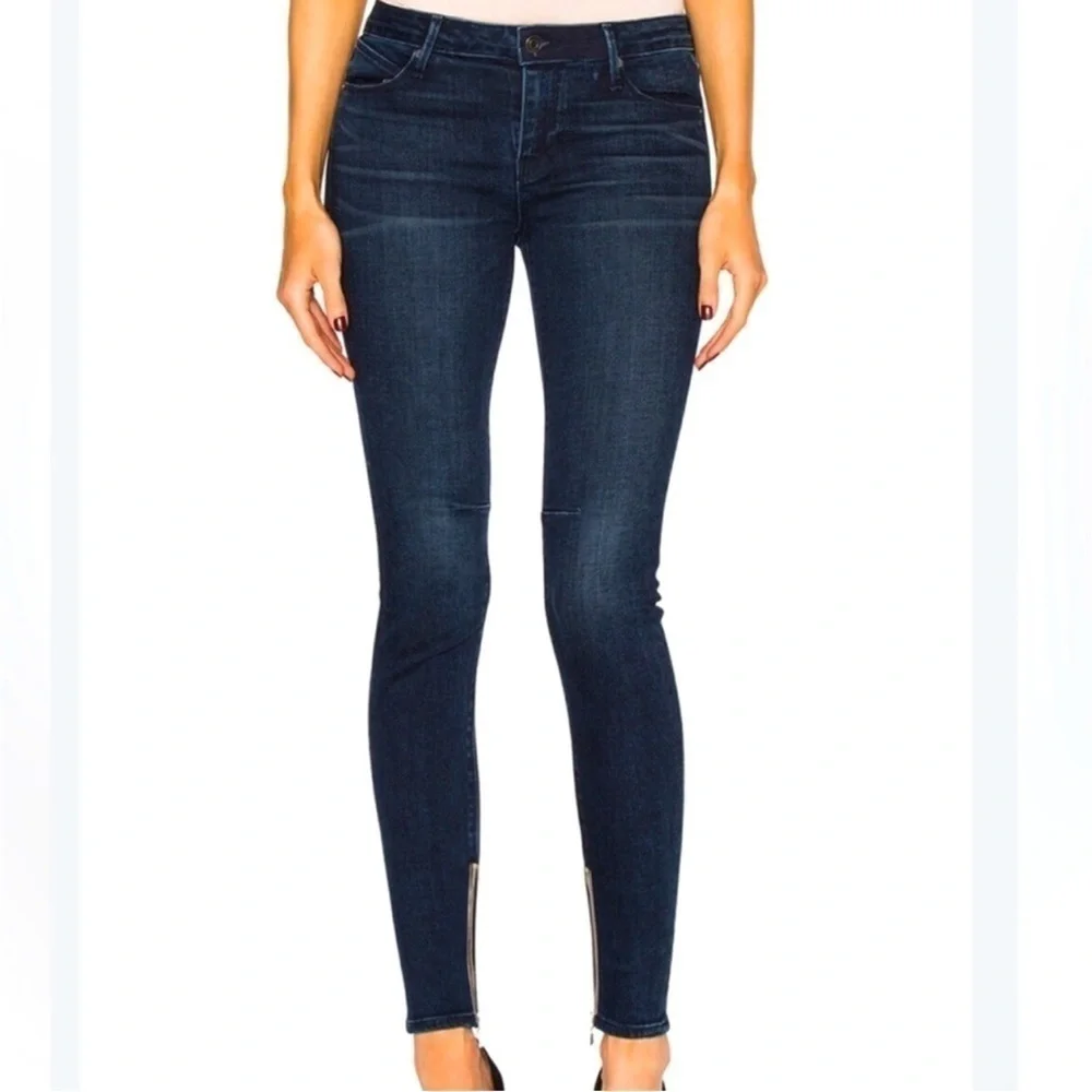 RtA Alexa Dark Wash Ankle Zip Crop Skinny Jeans 24 Edgy Streetwear Designer